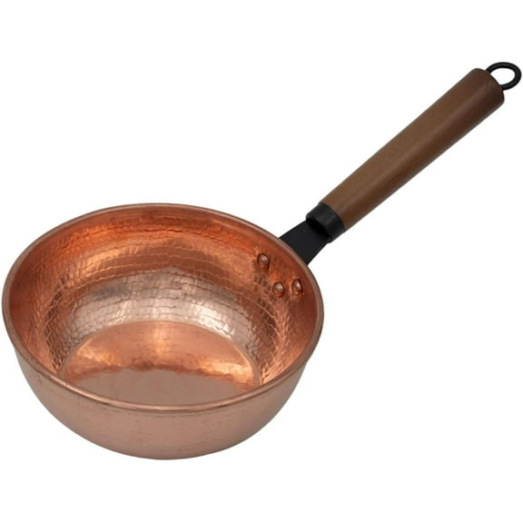 ABCISI Copper Pot with Handle, Multifunctional Copper Butter Warmer, Generic Copper Cookware Stockpot Soup Pot for Household Home Boiling Kitchen Cooking, Flat Bottom