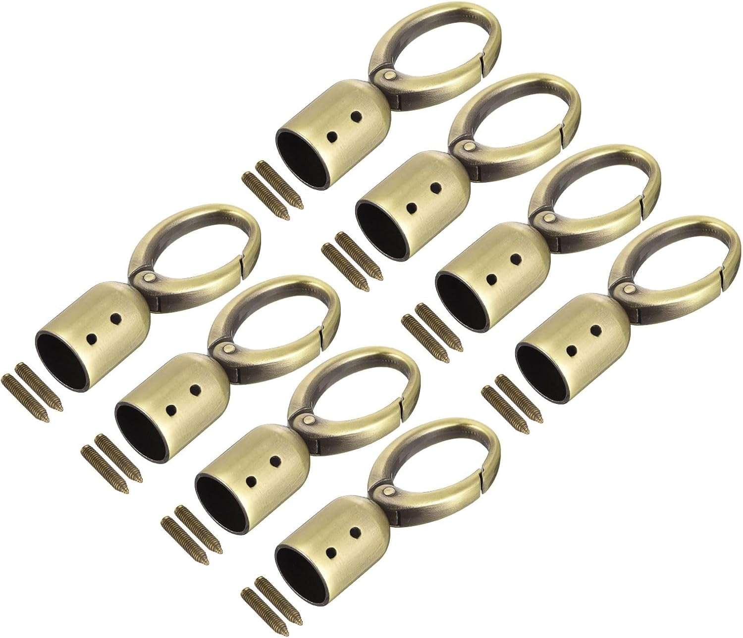 ABCISI Cord End Cap, 8Pcs 15mm/0.6" End Cap Barrel Beads Terminators Cord with Screws Finding for Tassel Jewelry Making Bag Strap DIY, Bronze