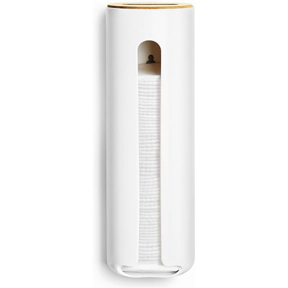 ABCISI Cotton Pad Holder, Wall Mounted Cotton Round Holder Dispenser Face Pad Holder Makeup Organizers Containers for Bathroom (White)