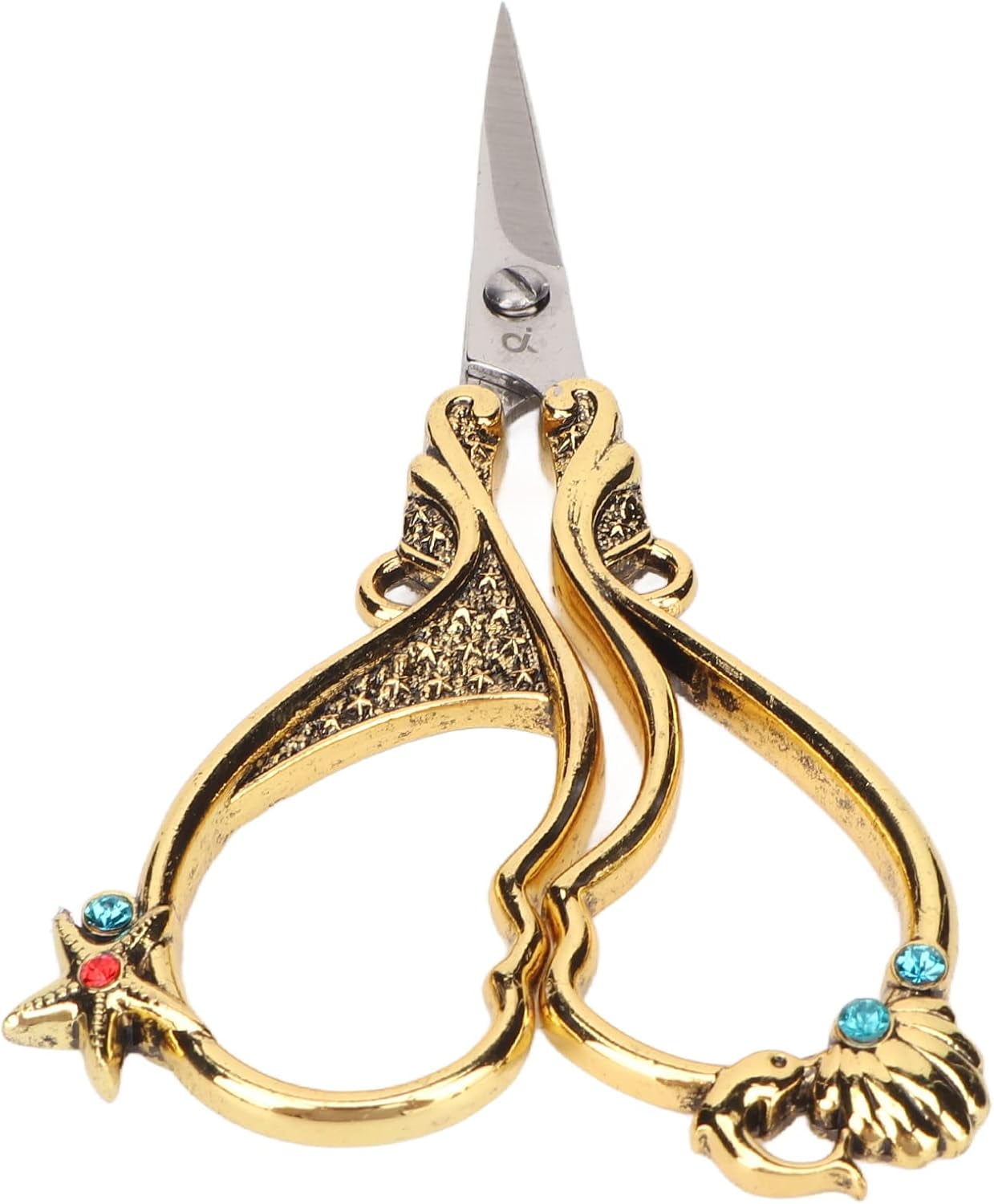 ABCISI Craft 4.9in Embroidery Scissors, Rustproof Stainless Steel Sewing Scissors, Vintage European Embroidery Scissors Sharp Blade, Lightweight Portable, Ideal for DIY Handicraft and Sewing
