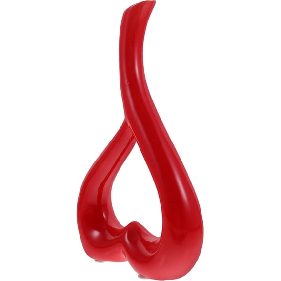 ABCISI Creative Red Vase, Home Decor Heart Shaped Ceramic Vase, Desktop Receptacle Adornment Craft Art Vase Gift for Home Decor Living Room Receptacle Bedroom