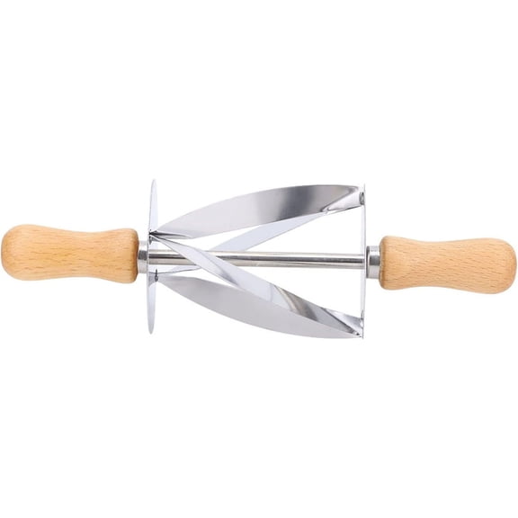 ABCISI Croissant Cutter Dough Roller for Pastry Baking with Stainless Steel Blade and Wood Handle,  Multi-function Rolling Knife for Uniform Slices, Kitchen Baking Tool Accessories