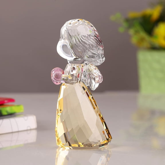 ABCISI Crystal Angel Figurines, Perfect Christmas Birthday Gifts Cherub Figurine Paperweight Art Collection, An Eye-Catching Decorative Ornaments for Home and Table (Gold)