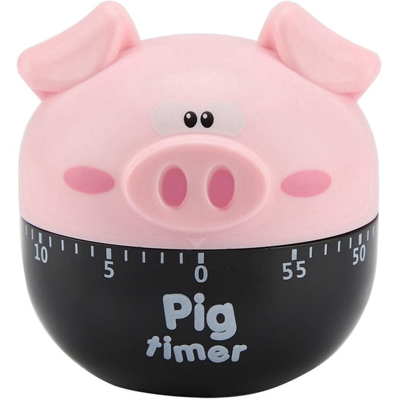ABCISI Cute Cartoon Pig Shaped Mechanical Timer, Kitchen Cooking Timer, Countdown Alarm Clock for Baking Cooking, Kitchen Timing Device Home Decor, Pink