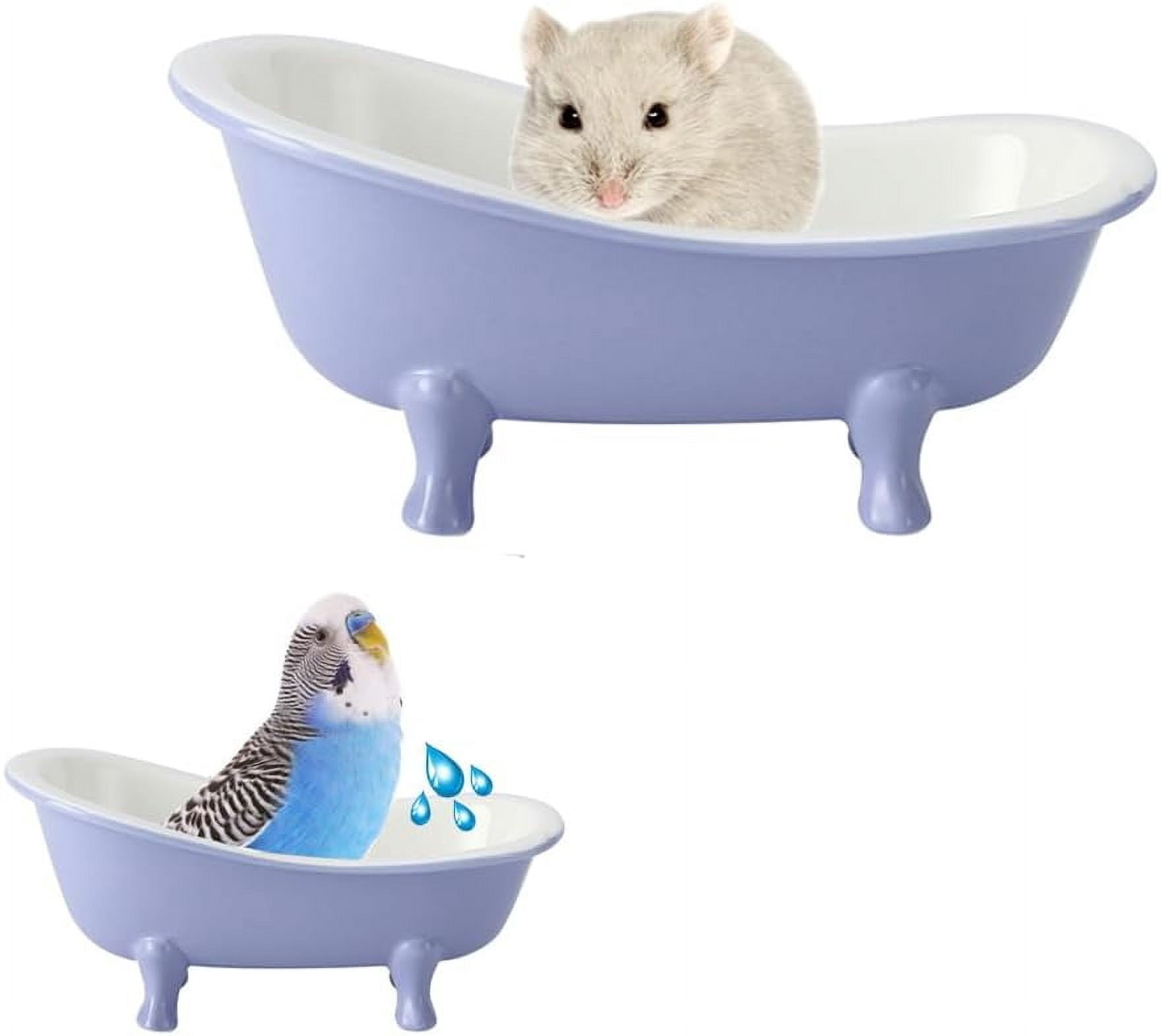 ABCISI Cute Hamster Bed, Small Animal Ice Bathtub, Sand Bath Container Cage Accessories, Ceramic Bathtub Shape Relax Habitat House for Hamster, Food Bowl for Guinea Pigs/Squirrel/Chinchilla, Violet