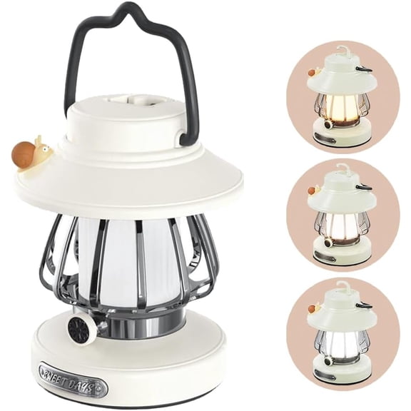 ABCISI Cute Kids Lantern with 3 Color Light,Dimmable Night Light for Bedroom, Tent, Outdoor Adventures & Emergency,Safe & Durable Plastic Toddler Flashlight, Rechargeable Camping Gear for Kids(White)