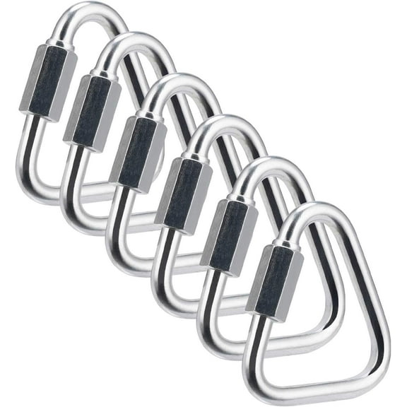 ABCISI Delta Quick Link Marine Grade Triangle Locking Carabiner 1/4" M6 6MM 6pcs,Used for Lifting and Rigging, Holding Cables or Leashes,Hanging Swings and Hammocks, Securing Gym Equipment