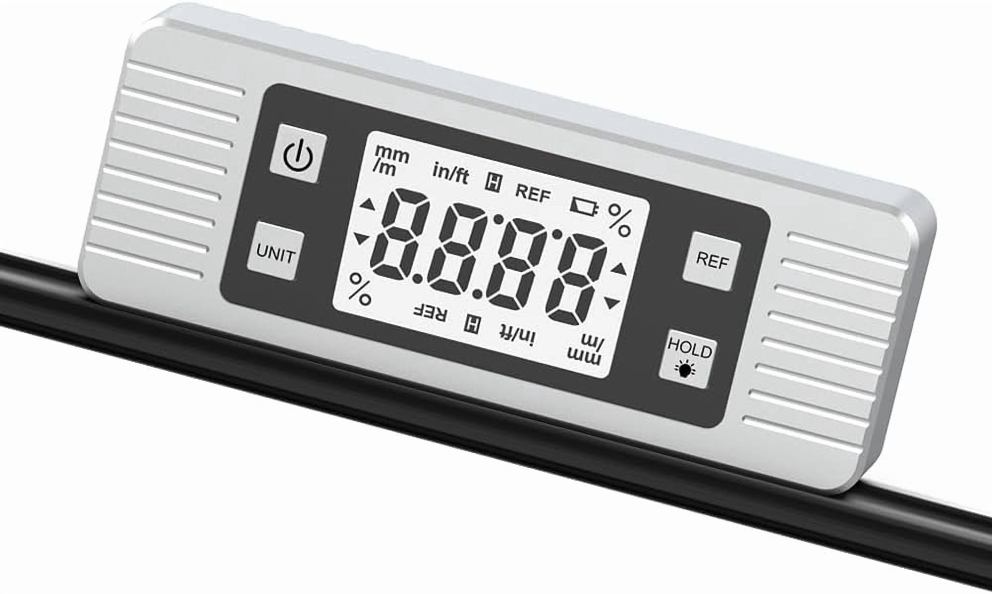 Digital Level Angle Gauge – Compact Inclinometer With IP54, Backlit Display, Hold/Zero Function – Yellow
