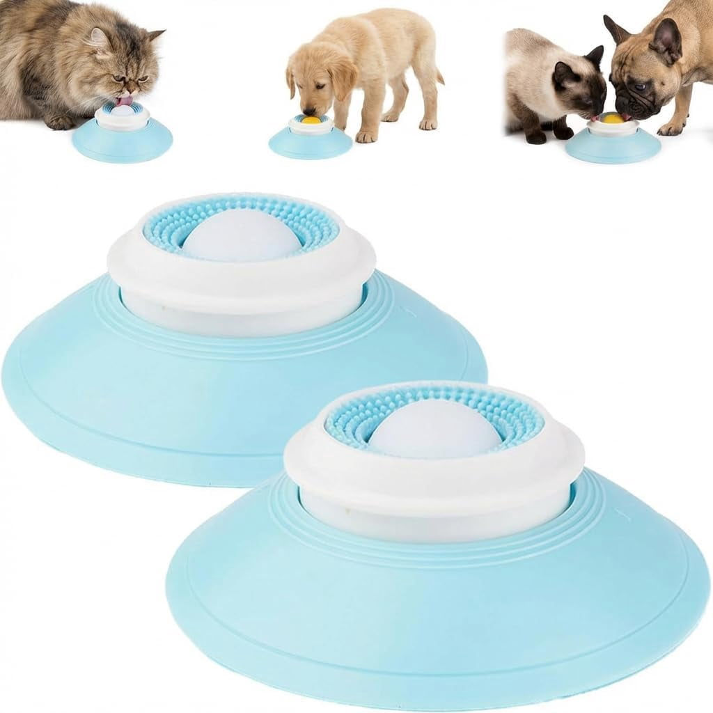 ABCISI Dog Cat Lick Sphere & Slow Feeder, Interactive Licksphere for Dogs Anxiety Relief, Non-Slip Licking Bowl for Liquid Food & Peanut Butter, Food Container for Dog Cats to Healthy Diet, White