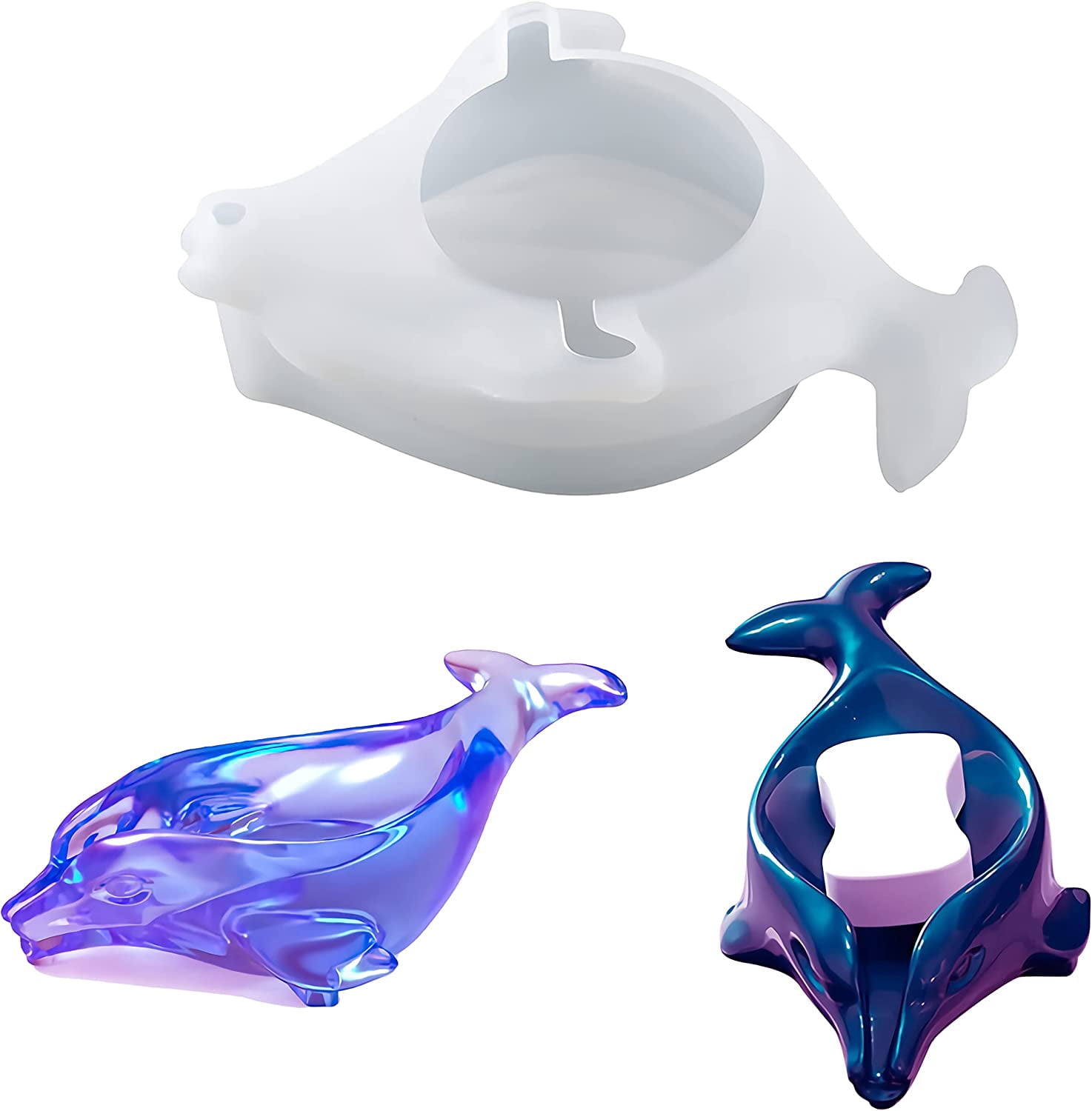 ABCISI Dolphin Shaped Silicone Resin Mold, Dolphin Self-Draining Soap Holder DIY Mold, Epoxy Resin Casting Soap Tray Mold for Bathroom, Unique Mold Design for Home Decoration