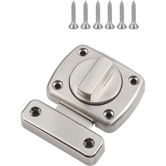 ABCISI Door Latch Sliding Bolt Lock, Double-Sided Safety Rotating Door Lock Hardware for Metal Gates Shutters, Gate Latches with Screws for Home Cabinet Furniture (Silver)