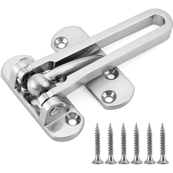 ABCISI Door Lock Latch for Home & Hotel Security, Brushed Finish SUS-304 Stainless Steel Door Chain Lock, Home Reinforcement Lock Latch Guard Clasp, U-Swing Locks Front Door Locks for Kids (Silver)