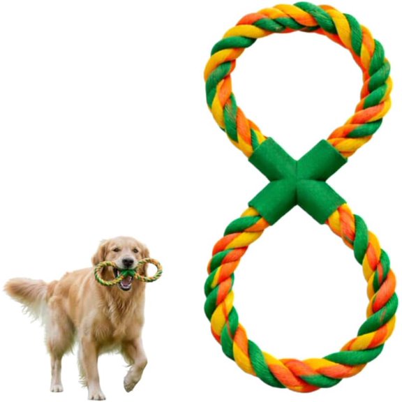 ABCISI Durable Rope Toy for Medium-Large Dogs, Pet Dog Knot Colored Rope Figure 8-Shaped Tug Fetch Trainning Toy, Indestructible Chew & Tug Toy for Powerful Chewers, Teeth-Cleaning Cotton Rope