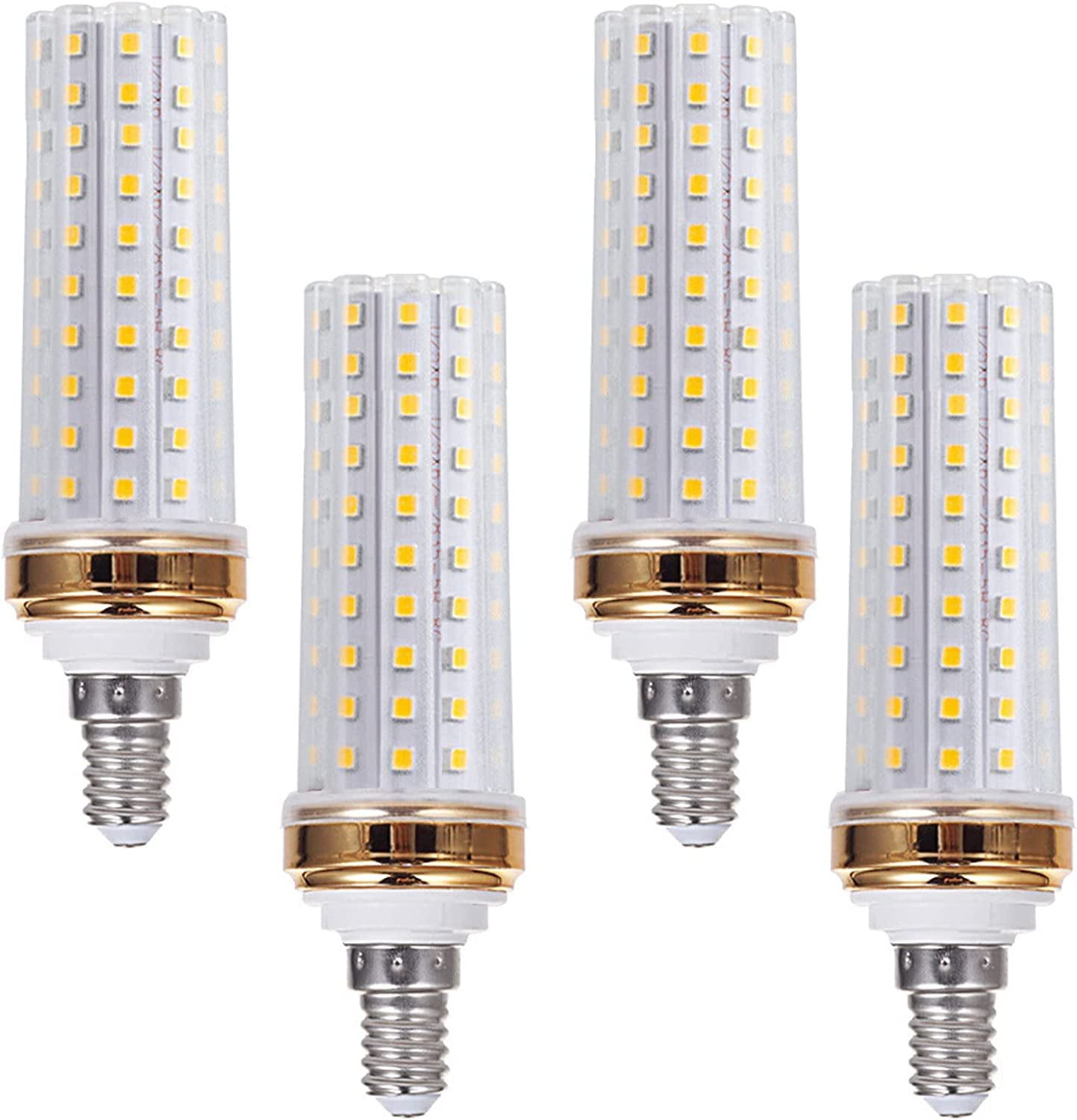 ABCISI E12 LED Light Bulbs,20W Candelabra LED Bulbs 180 Watt Equivalent - 88 LEDs 2835 SMD 1800lm 6000K Daylight White Decorative Candle Base E12 LED Chandelier Bulbs,AC85-265V, 4 Pack,