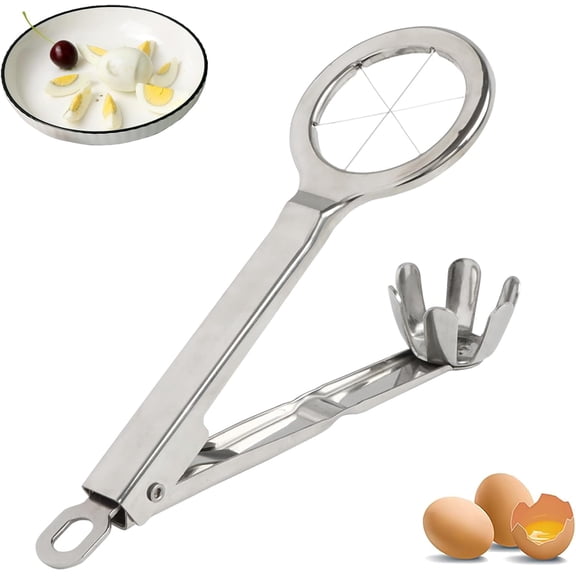 ABCISI Egg Slicer, Best Utensils Stainless Steel Egg Slicer Wedger Cutter, Divides Hard Boiled Eggs Into 6 Equal Segments In One Action