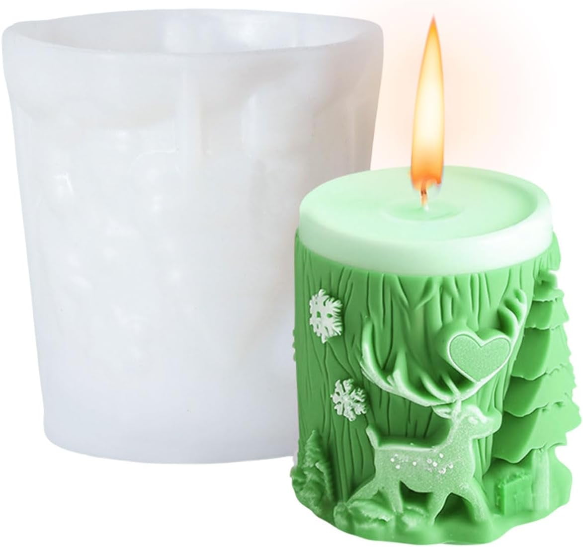 ABCISI Elk Candle Moulds for Candle Making, Deer Pattern Pillar Candle Mold, Christmas Reindeer Silicone Mold for Soy Wax Candle, Aromatherapy Candle, Gypsum, Plaster, Home Decor (Elk Molds)