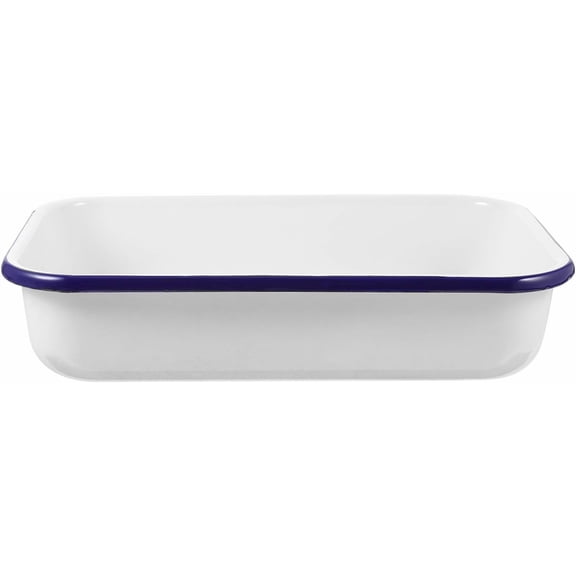 ABCISI Enamel Baking Pan: Thickened Oblong Cake Dish Enameled Steel Baking Dish, Durable Lasagna Tray, Rectangular Serving Tray Food Container for Kitchen Refrigerator, 29X19X6.5CM