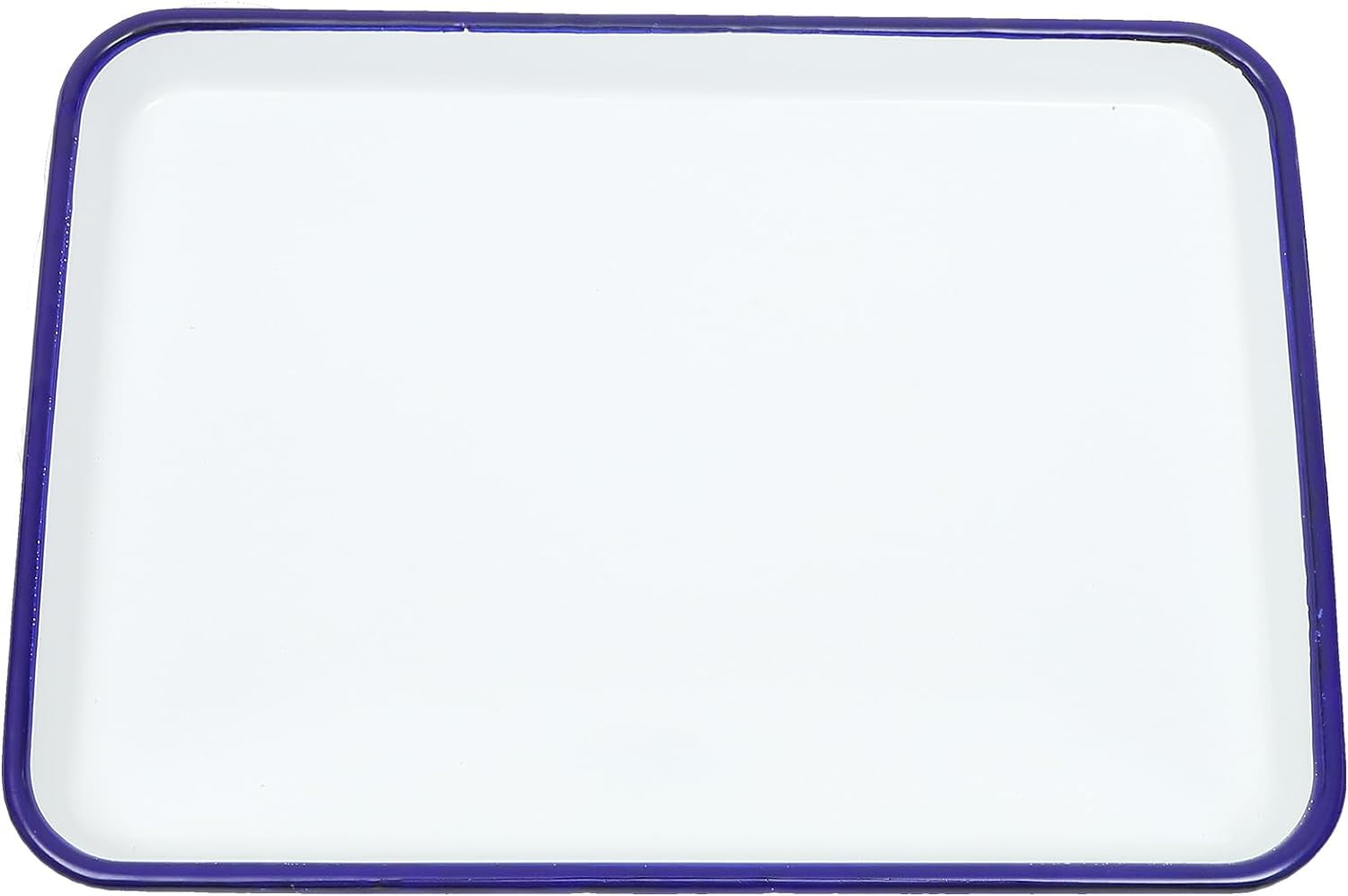 ABCISI Enamelware Tray White Paint Palette Blue Rim Rectangular Enamel Watercolor Palate 7.1 x 10.2 Inch Vintage Baking Cookie Pan for Art Painting Food Storage Home