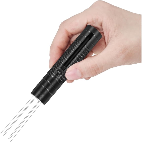ABCISI Espresso Distribution Tool, Wdt Tool Espresso With Magnetic Stand, Coffee Distributor With Retractable 6 Needles, Wdt Tool Espresso Stirrer 304 Stainless Steel For Barista (Black)