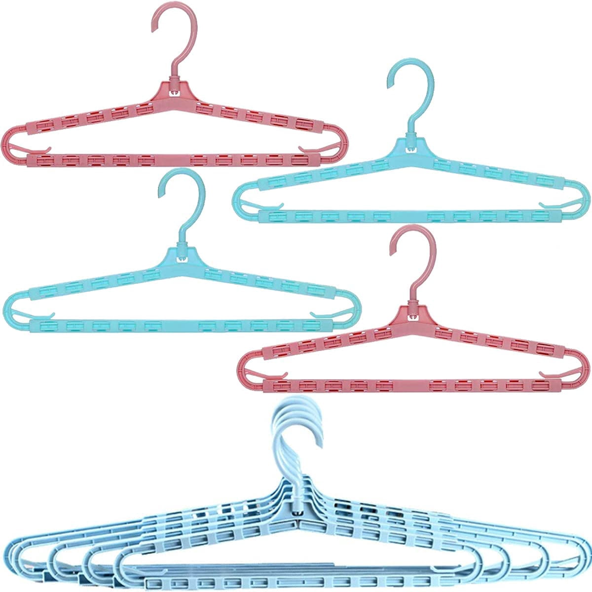 ABCISI Extra Wide Hangers,Extra Large Sturdy Hangers,Big Drying Clothes Hangers,Enlarge Adjustable Shoulder 16.4"-27.2" for Wide Polos Tops Cardigans Quilt Bath Towel and Tall Shirts(4Pack pink&blue)