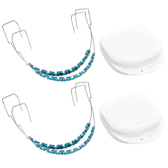 ABCISI Fake Braces, Brackets Falsos Para Dientes Kit 2 Pack, Braces Kit with Brackets & Wire & Glue, Brackets Para Dientes DIY Retainer for Teeth, Dental Student Practice Props (Blue)