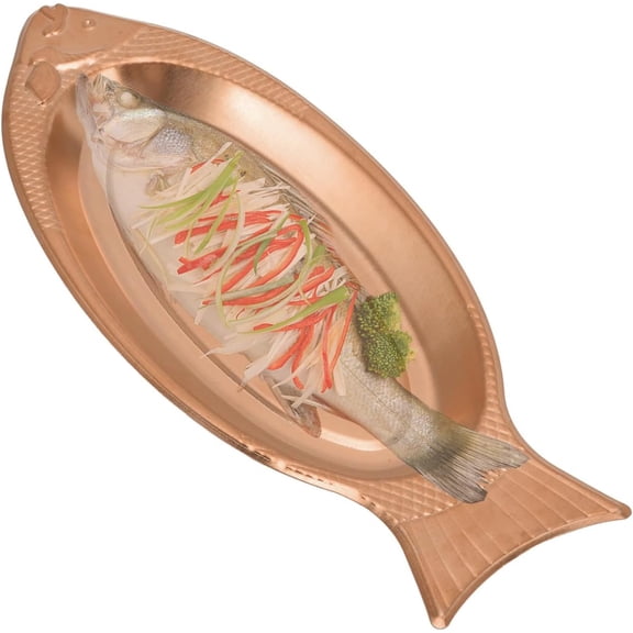 ABCISI Fish Shaped Platter, 17.7inch Stainless Steel Decorative Snack Appetizer Serving Plate Dishes Food Storage Trays for Restaurants Home Kitchen