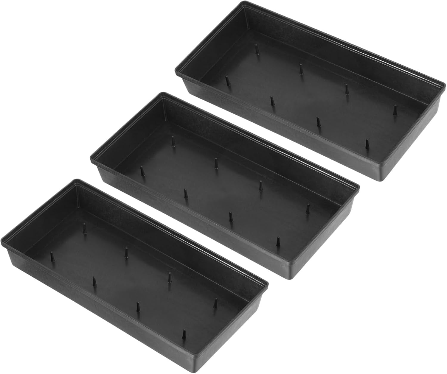 ABCISI Floral Centerpiece Trays, 3 Pcs 11" Plastic Design Bowl Flower Arrangement Base for Party/Wedding Decorating, Rectangular Flower Foam Holder Box, Black