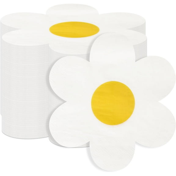 ABCISI Flower Napkins, 100 Pcs Groovy Boho Daisy Paper Napkins, Disposable Cocktail Lunch Dinner Napkins for Tableware Birthday Wedding Baby Shower Party Supplies Table Decorations