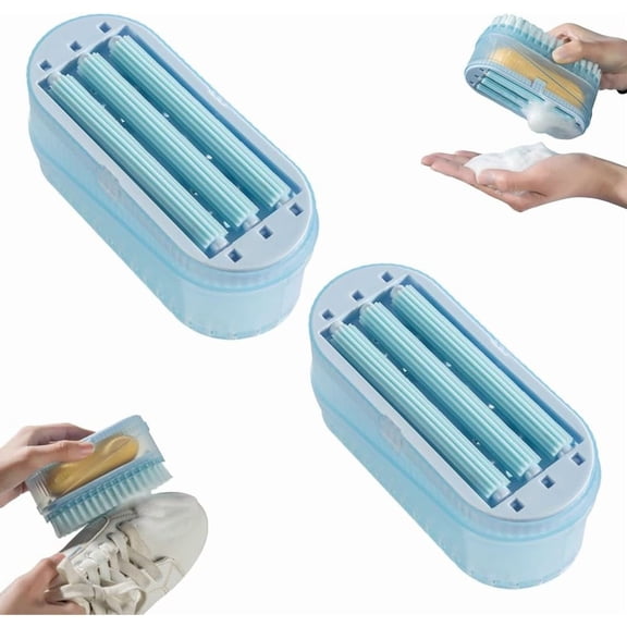 ABCISI Foaming Soap Box with Roller for Laundry, Portable Soap Box Holder Scrubber, Bubble Case Bar Dispenser, Soap Cleaning Storage Organizer(2-PC)