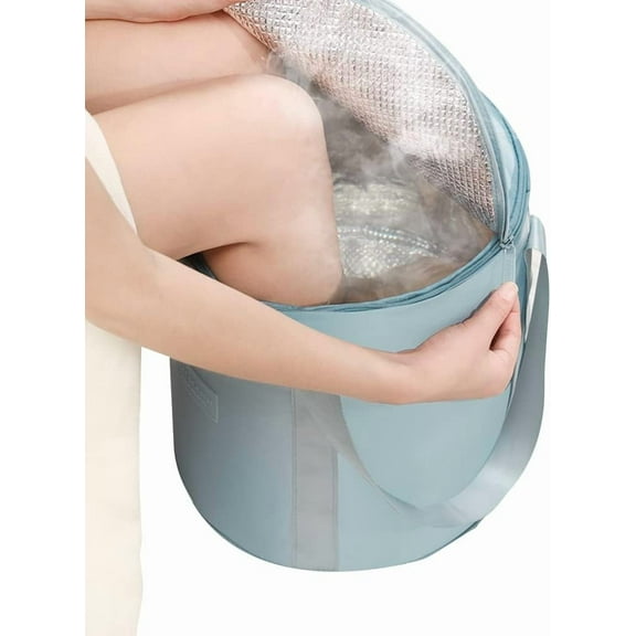 ABCISI Foot Bucket, Portable Thermal Insulation Multifunctional Foldable Foot Soaking Bath Bucket with Lid, Birthday Gift Home Travel Outdoor Camping Foot Soaking Spa Bucket, 7.4 US GAL,Blue