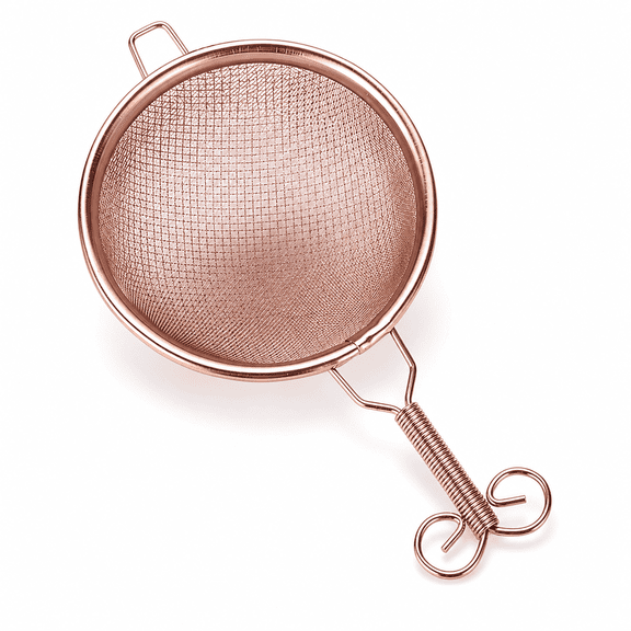 ABCISI Double-Layer Tea Strainer, Rose Gold Fine Mesh Loose Leaf Tea Filter with Non-Slip Coiled Handle, 5.31x2.95 in Copper Tea Infuser for Cups, Teapots, Home, Café and Hotel