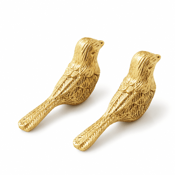 ABCISI Bird Cabinet Knobs, Gold Zinc Alloy Drawer Pulls, Decorative Animal Handles for Dresser, Wardrobe, Kitchen Cabinet and Bathroom Vanity, Gold, 2 Pack