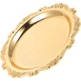thumbnail image 1 of ABCISI Golden Tray with Embossed Edge, Metal Decorative Plate, Round Serving Dish for Coffee Table or Home Decor, Perfume Tray Dessert Plate Jewelry Storage Organizer for Kitchen Bathroom, 8Inch, 1 of 18