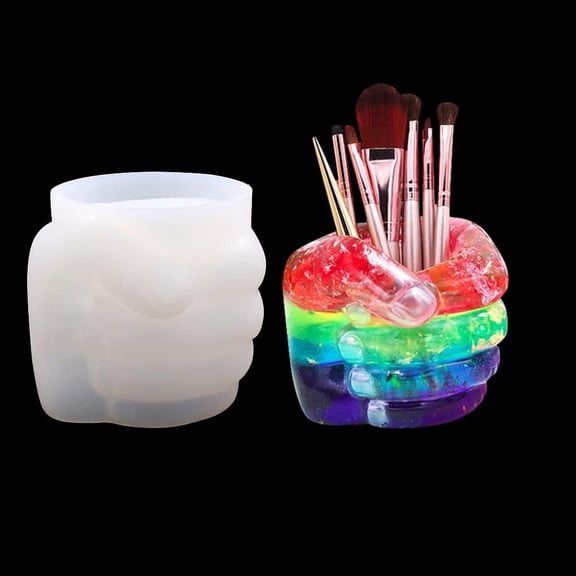 ABCISI Hand Shape Resin Mold, Flower Pots Silicone Mold for Concrete, Fist Epoxy Mold for Jewelry Container Pen Holder Plant Pot, Home Decor (Left Fist)