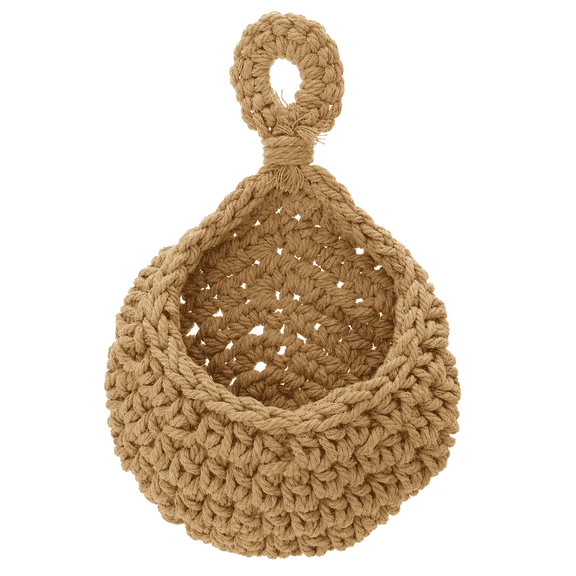 ABCISI Hanging Wall Basket, Teardrop Jute Storage Organizer with Woven Loop, 8.45x5.5 Inch Boho Fruit and Vegetable Holder for Garlic, Onions, Kitchen, Pantry and Bathroom