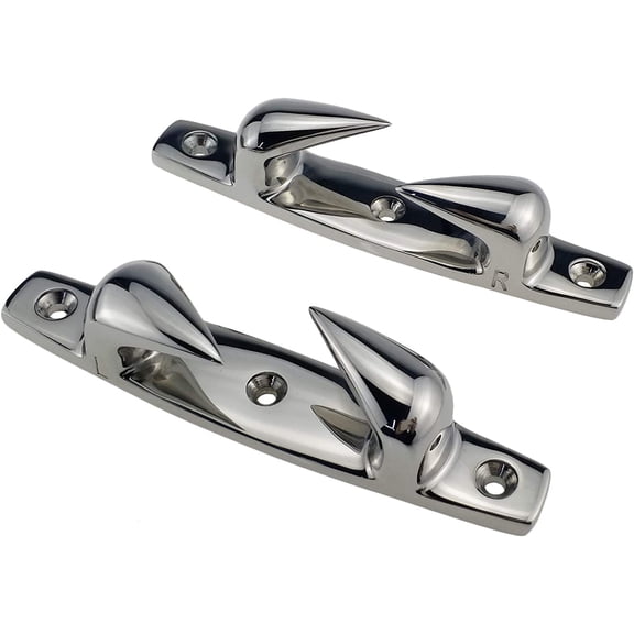 ABCISI Heavy Dudy Marine Grade 316 Stainless 2PCS of Right and Left 3 Holes 6"(152mm) Boat Angled Bow Chocks Yacht Deck Dock Mooring Rope Cleat Chock