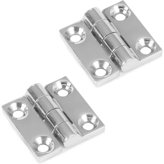 ABCISI Heavy Duty Stainless Steel Boat Hinge, Mirror Polished, 1.51 x 1.51 inches, 2 Count, Modern Style
