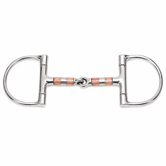 ABCISI Horse Bits, D Ring Snaffle Bit with Double-Jointed Copper Roller Mouthpiece, Stainless Steel Horse Training Bit for Riding, Equestrian Practice, Adult Horses and Stable Use, 4.92 in