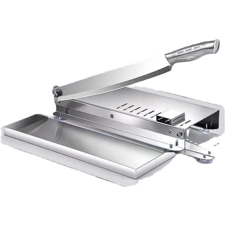 ABCISI Household Cutting Guillotine, Meat Slicer Bone Cutter with Scale,Food Tray and Non Slip Handle,Manual Frozen Meat Ribs Chopper,Stainless Food Slicer Cutter Machine For Rib Fish Chicken Beef, M