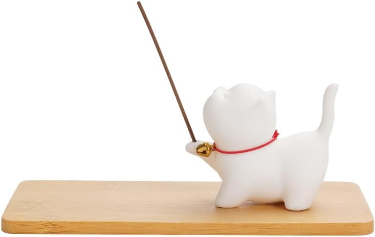 ABCISI  Incense Holder, Cute Design Cat Ceramic Cat Incense Holder Set, Incense Burner Set, Perfect for Meditation, Yoga, and Home Decor