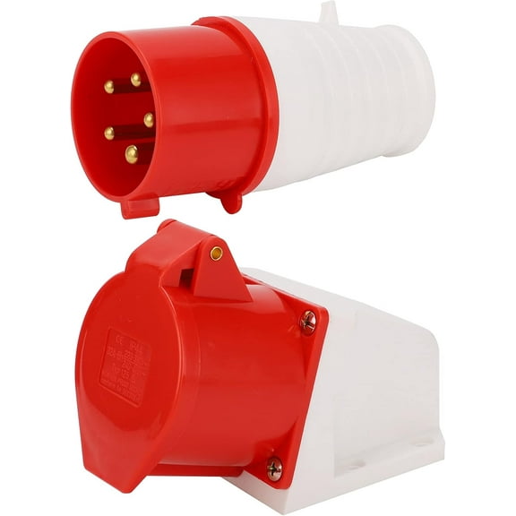 ABCISI Industrial Plug Connector, 32AMP 5 Pin 3 Phase Plug 220380V/240415V 3P+N+E Power Plug Waterproof Electrical Plug Socket Adapter, DustProof, Explosion-Proof for Indoor, Outdoor