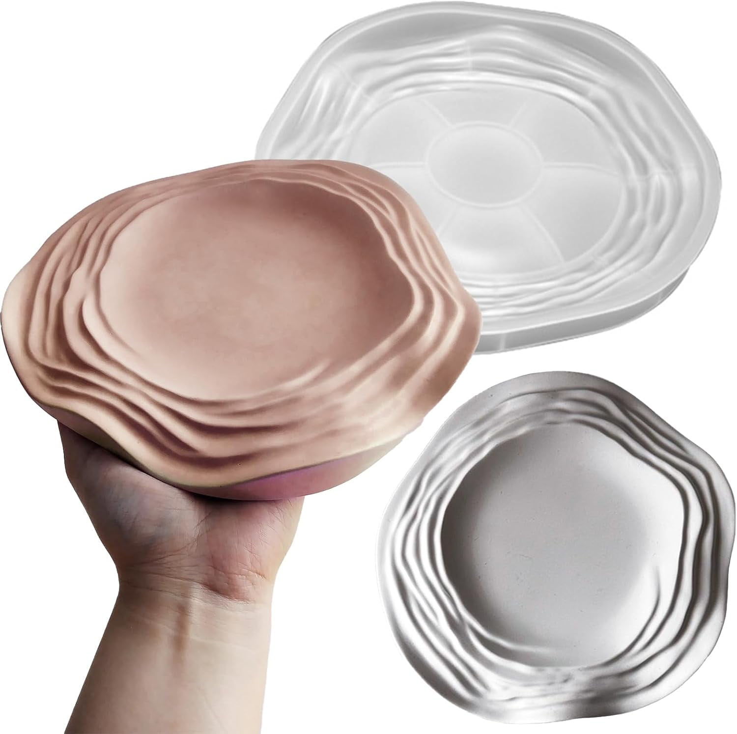 ABCISI Irregular Tray Silicone Molds, Wave Flower Tray Resin Concrete Mold, 3D Unique Ocean Wave Shape Storage Container Mold for Epoxy Casting Cement Jewelry Candle Holder Soap Dish Plates DIY Craft
