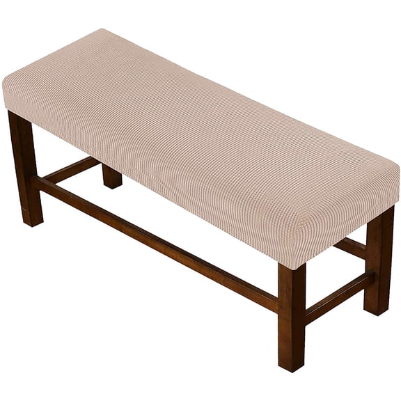ABCISI Jacquard Dining Room Bench Covers, Soft Stretch Spandex Upholstered Slipcover, Removable Washable Cushion Slipcovers for Living Room, Bedroom, Kitchen(Khaki)