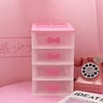 thumbnail image 1 of ABCISI Kawaii Desk Organizer, Kawaii Room Accessories Room Decor with Pink Bowknot , Lovely Girls Receiving Storage Cabinets Box, Room Desktop Makeup Organizer With Four-tier Desk (4 Layers), 1 of 9