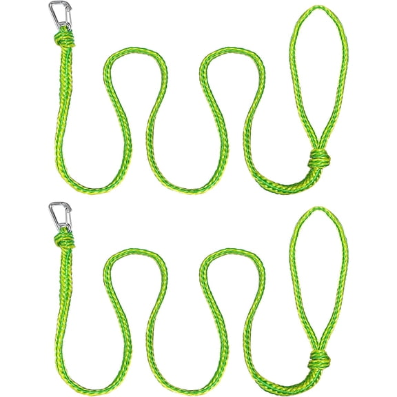 ABCISI Kayak Tow Rope with Clip Dock Lines Heavy Duty Braided Line, Ideal for Jet ski,watercraft Boat, Kayaking, Marine, Sets of Two Ropes 1/2 Inch Diameter x 7ft Lengths, Green