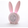 thumbnail image 1 of ABCISI Kids Alarm Clock with Night Light 6 Ringtones, Cute Pink Bunny Digital Alarm Clock for Kids, Touch Control and Rechargeable Sleep Trainer Clock for Boys Girls Bedroom, 1 of 8