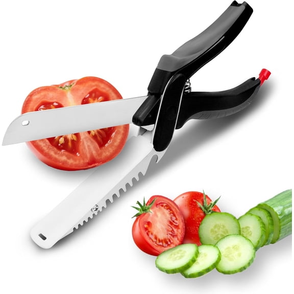 ABCISI Kitchen Scissors with Soft-Grip Handles, Heavy-Duty Cutting Board Scissors with Safety Lock, 4-in-1 Vegetable Chopper Tools with Detachable Knife/Fork, Meat Tenderizer & Bottle Opener