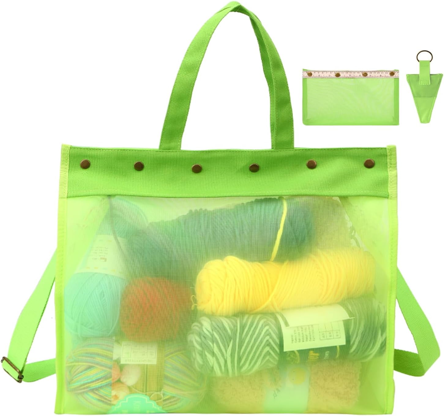 ABCISI Knitting Bag Large Yarn Storage Organizer, Crochet Bags and Totes, Yarn Bags for Crocheting, Crochet Storage Bags for Crochet Hooks Knitting Needles, Knit Bags for Crochet Lovers (Green)