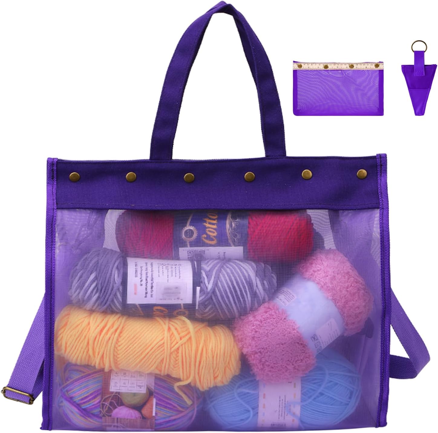 ABCISI Knitting Bag Large Yarn Storage Organizer, Crochet Bags and Totes, Yarn Bags for Crocheting, Crochet Storage Bags for Crochet Hooks Knitting Needles, Knit Bags for Crochet Lovers (Purple)