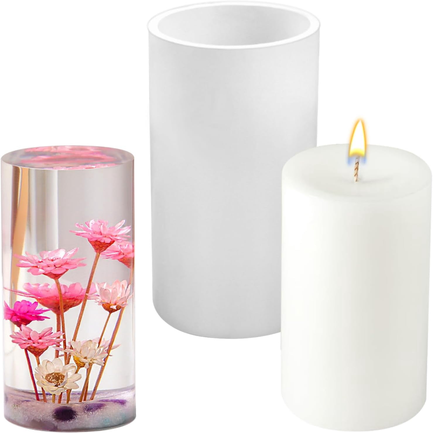 ABCISI Large Cylinder Mold for Candle Making, 6.5Inch Cylinder Silicone Pillar Candle Mold, Epoxy Resin Casting Mold for Wax Resin Craft Pen Holder Making